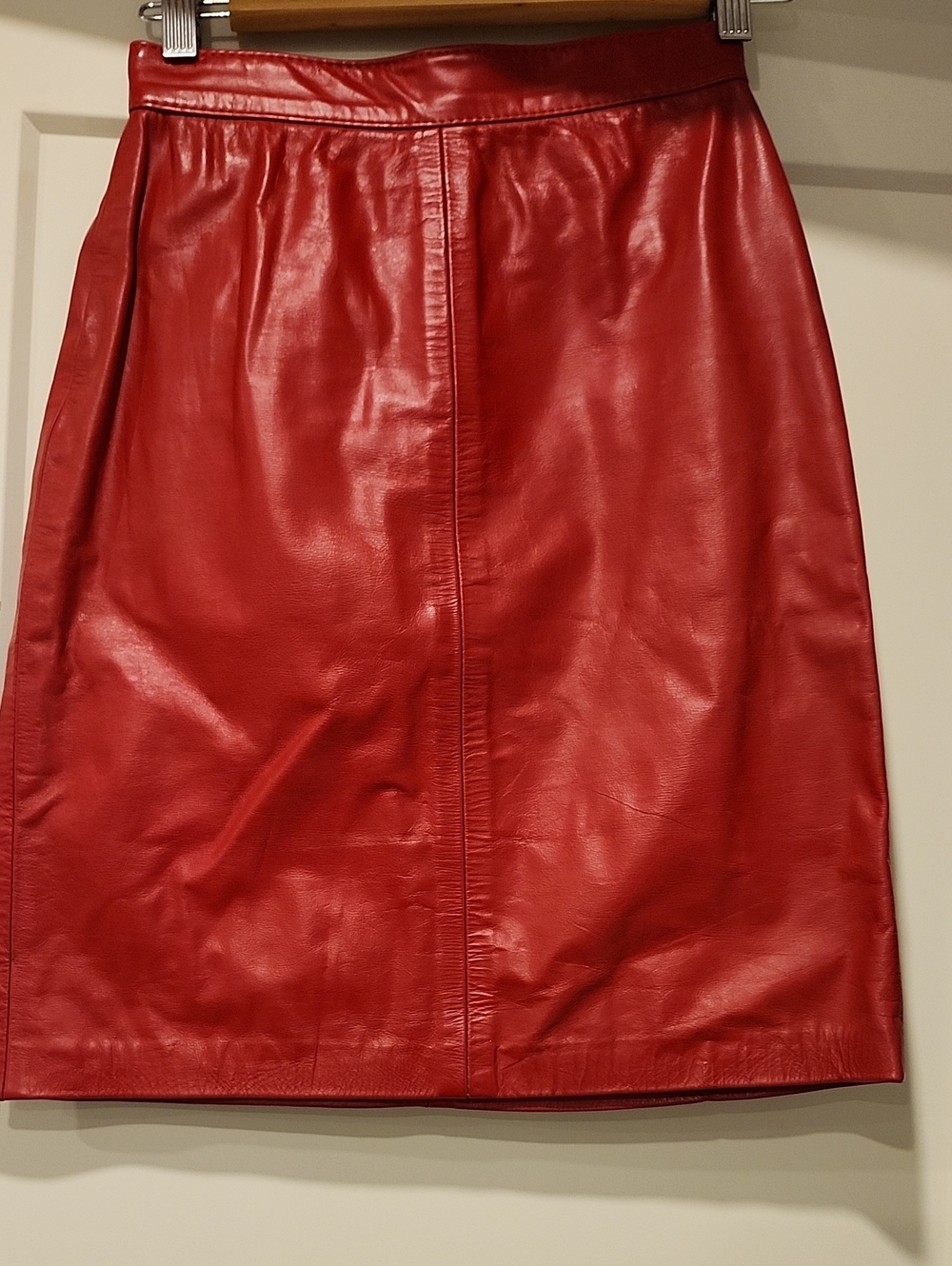 Red Leather Pencil Skirt Vintage